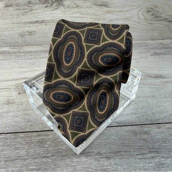 Brooks Brothers Makers USA Geometric Shapes Silk Neck Tie Woven Vintage